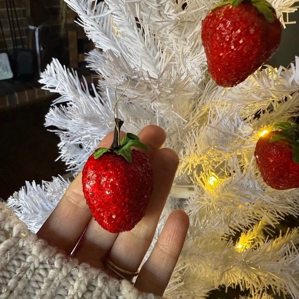 Vintage 1989 Festive Red Strawberry Ornament Set of 6